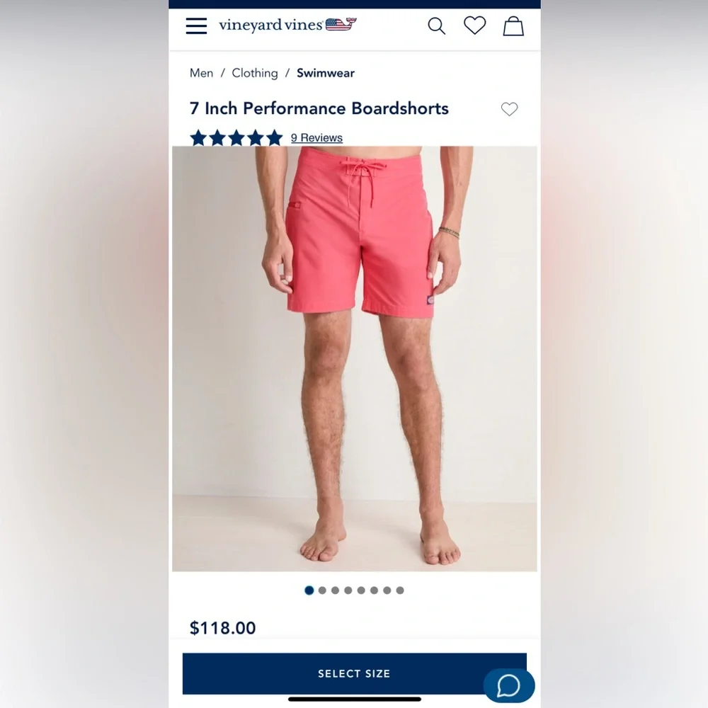 Vineyard Vines Men's 7-inch Performance Boardshorts Swimsuit Serenity Blue 40” - Picture 1 of 7